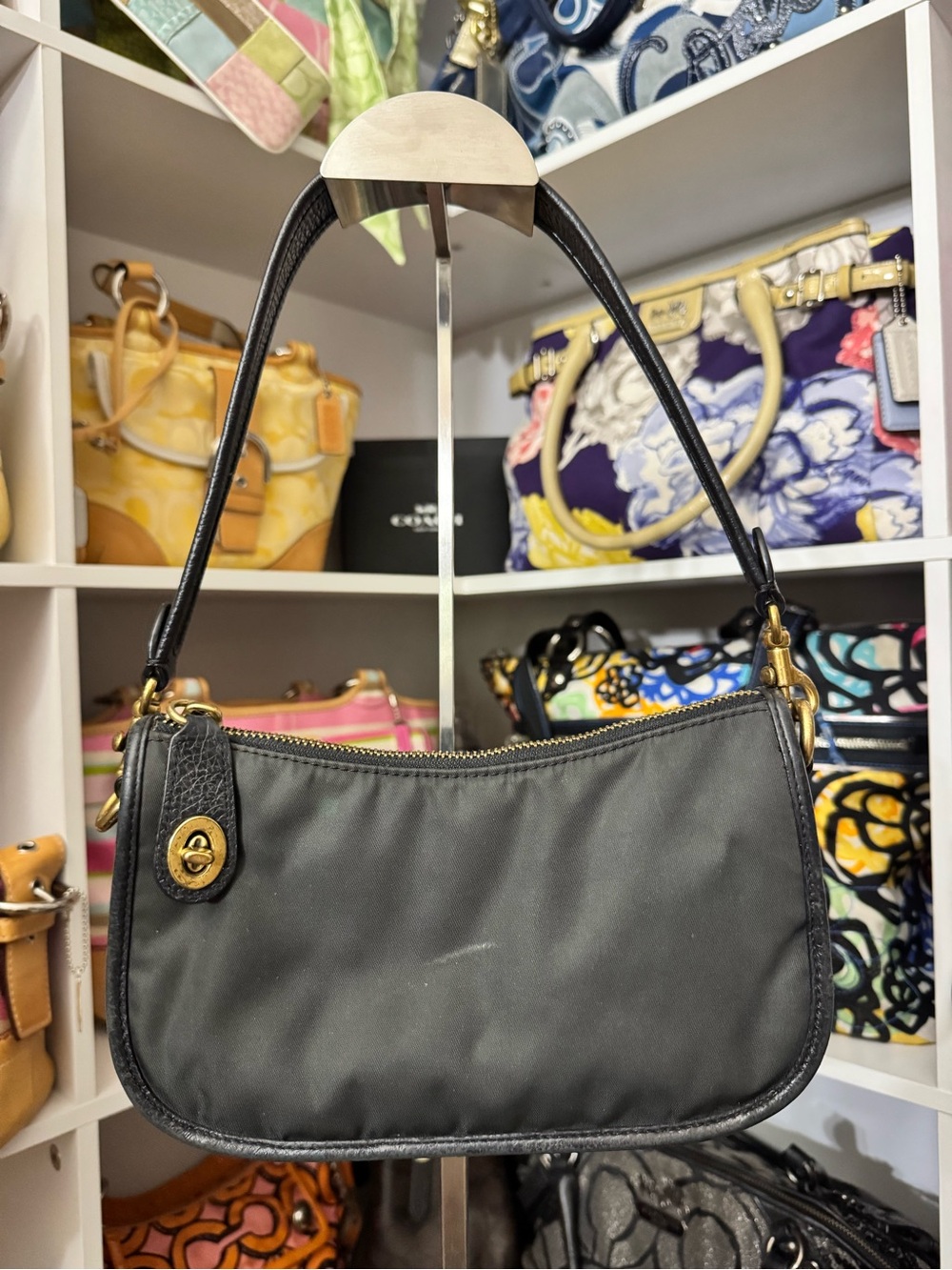 Coach Black Nylon Swinger Shoulder Bag